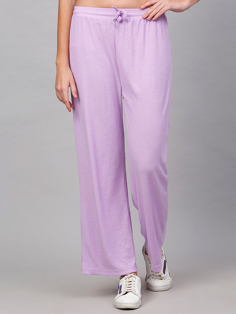neudis-women-lavender-regular-fit-solid-ribbed-parallel-track-pants