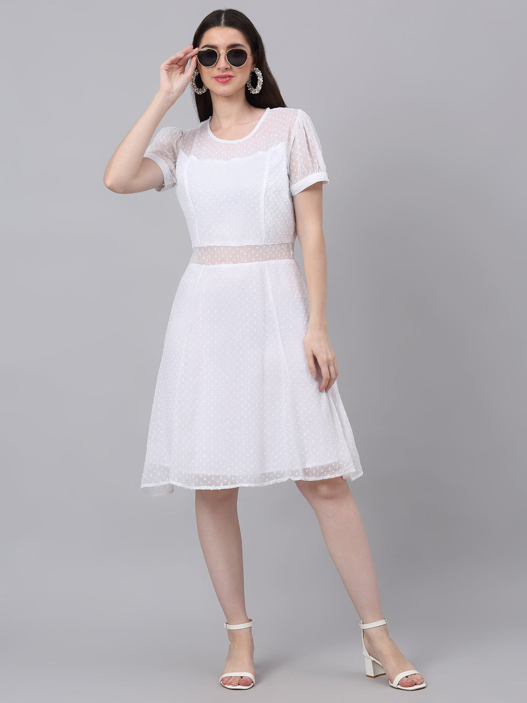 Square Neck Detailed Waist Flare Dress WHITE (SM) – Sweet & Classy Co.