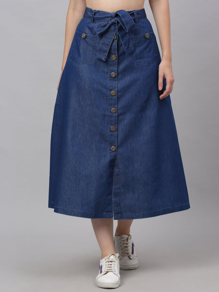 neudis-women-blue-denim-cotton-twill-midi-a-line-skirt