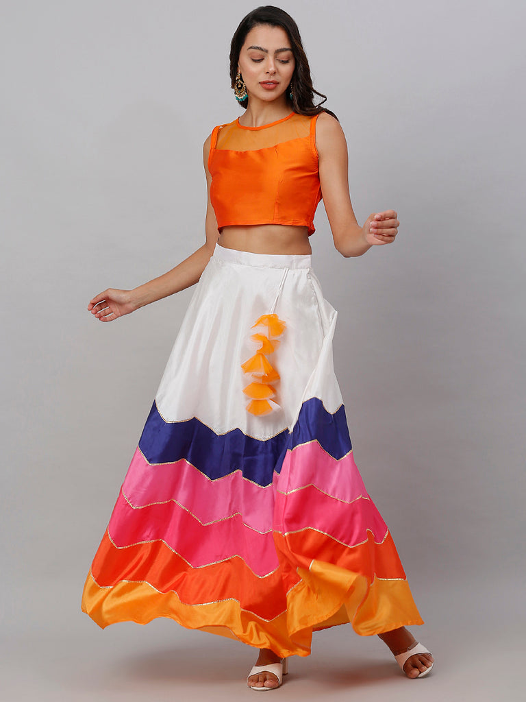 neudis-women-orange-printed-poly-silk-maxi-leganga-skirt
