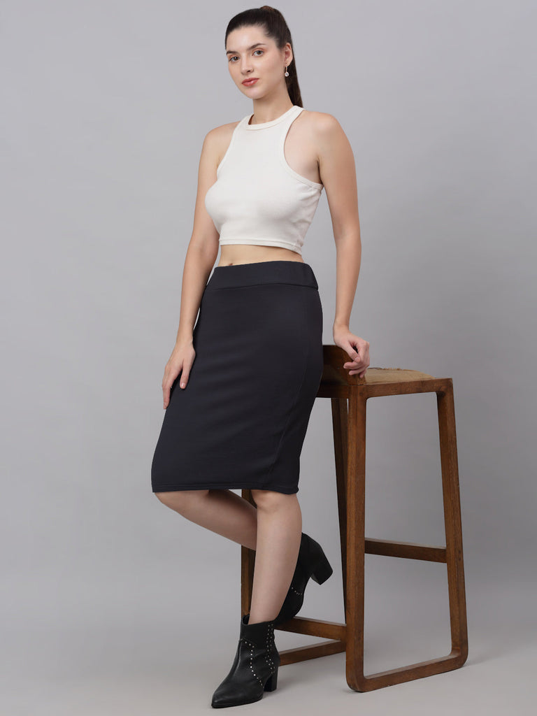 neudis-women-dark-grey-polyester-lycra-high-waist-pencil-midi-skirt