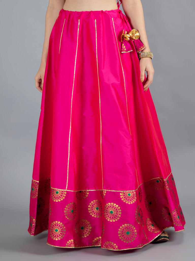 neudis-women-pink-jacquard-poly-silk-maxi-leganga-skirt