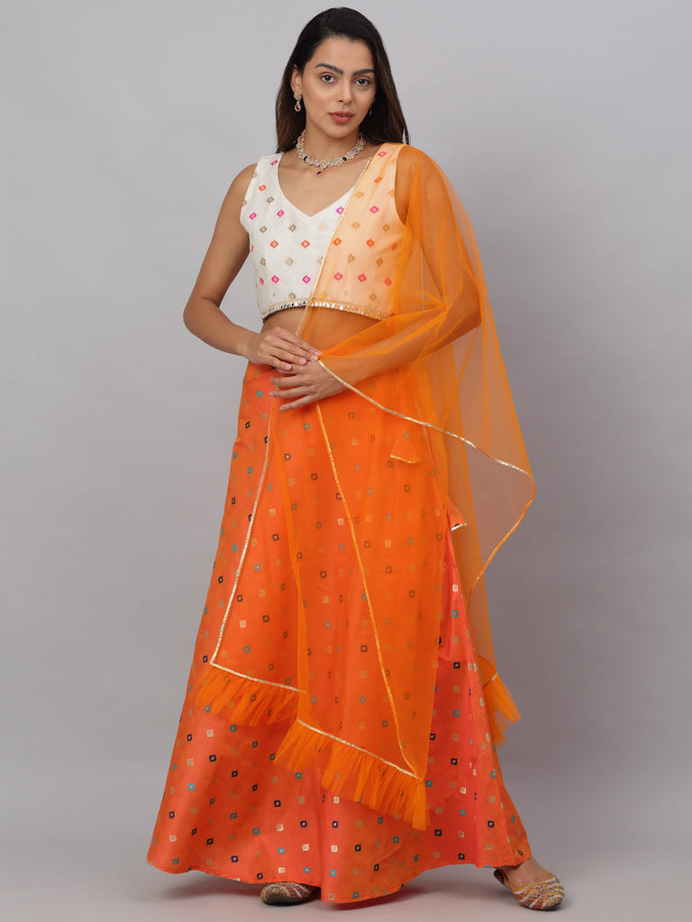 orangejacquard-ready-to-wear-poly-silk-lehenga-blouse-set-with-net-dupatta