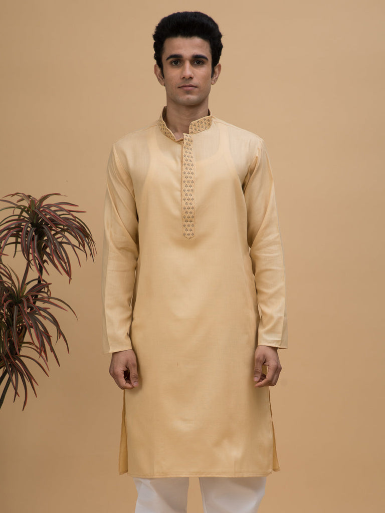 neudis-men-beige-embroidered-cotton-long-kurta