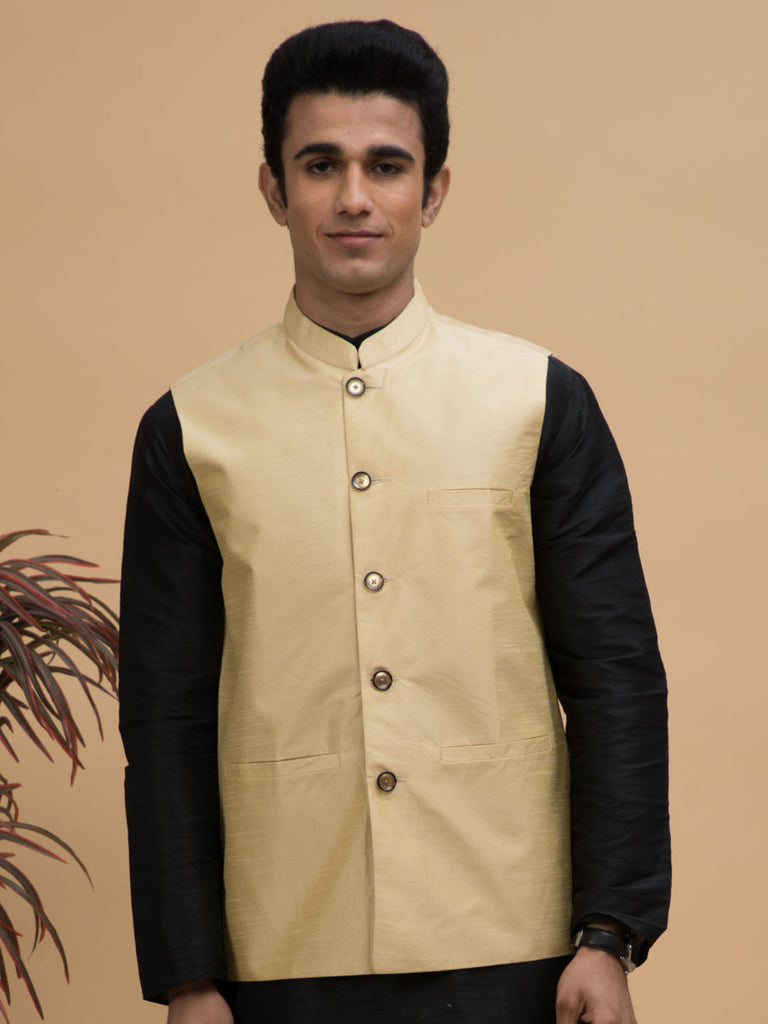 neudis-men-golden-solid-silk-blend-nehru-jacket