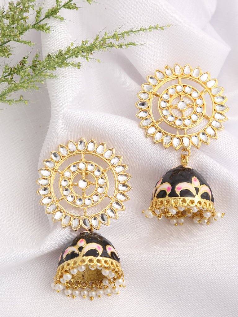 neudis-women-black-gold-plated-pearl-embillished-ethnic-dome-shaped-jhumka-earrings-nm21wer-10669